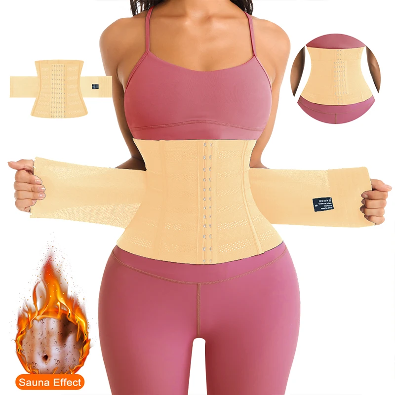 Waist Trainer Corset MISTHIN Double Belt Waist Cincher Trainer Slimming Faja Body Shaper Latex Corset Adjustable Shapewear Flat Belly Postpartum Wrap