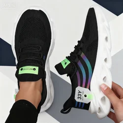 Unisex Red Lightweight Breathable Mesh Running Shoes - 45 (Black White)