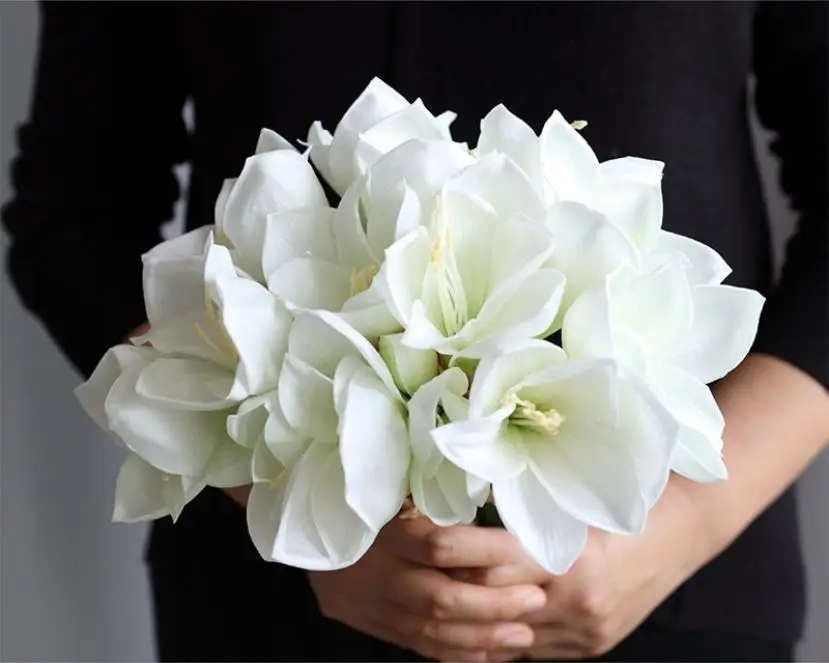 Whitney WB581 White Orange Real Touch Clivia Artificial Flower Orchid Wedding Bouquet Ramo De Novia Boda Accessoires De Mariage