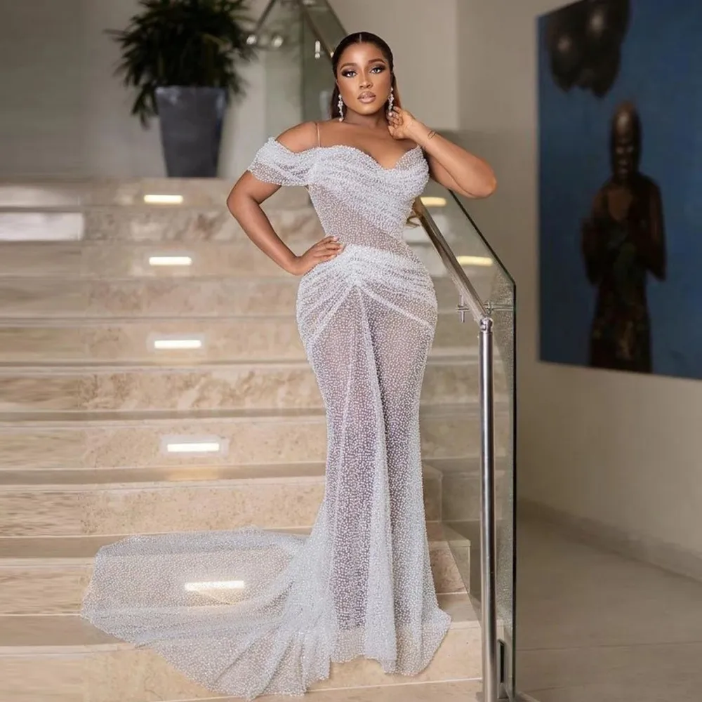 

Aso Ebi Evening Dress Elegant Mermaid Illusion Lace African Arabic Prom Dresses Custom Made Wedding Party Gowns Plus Size
