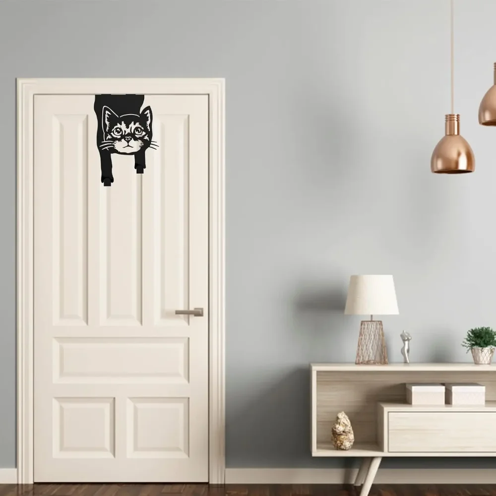 Over The Door Hangers Strong Metal Hooks with Black Coating, Stylish Storage for Home and Office, Perfect Gifts for Cat Lovers