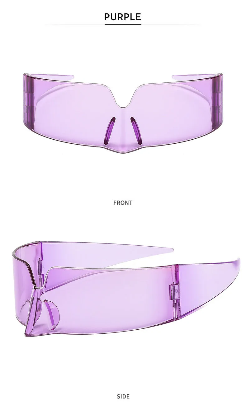 Y2K Luxus Designer Vintage Randlose Sonnenbrille für Damen und Herren Punk Party Vogelnase Maskierte Sportbrille UV400 – Detail 7