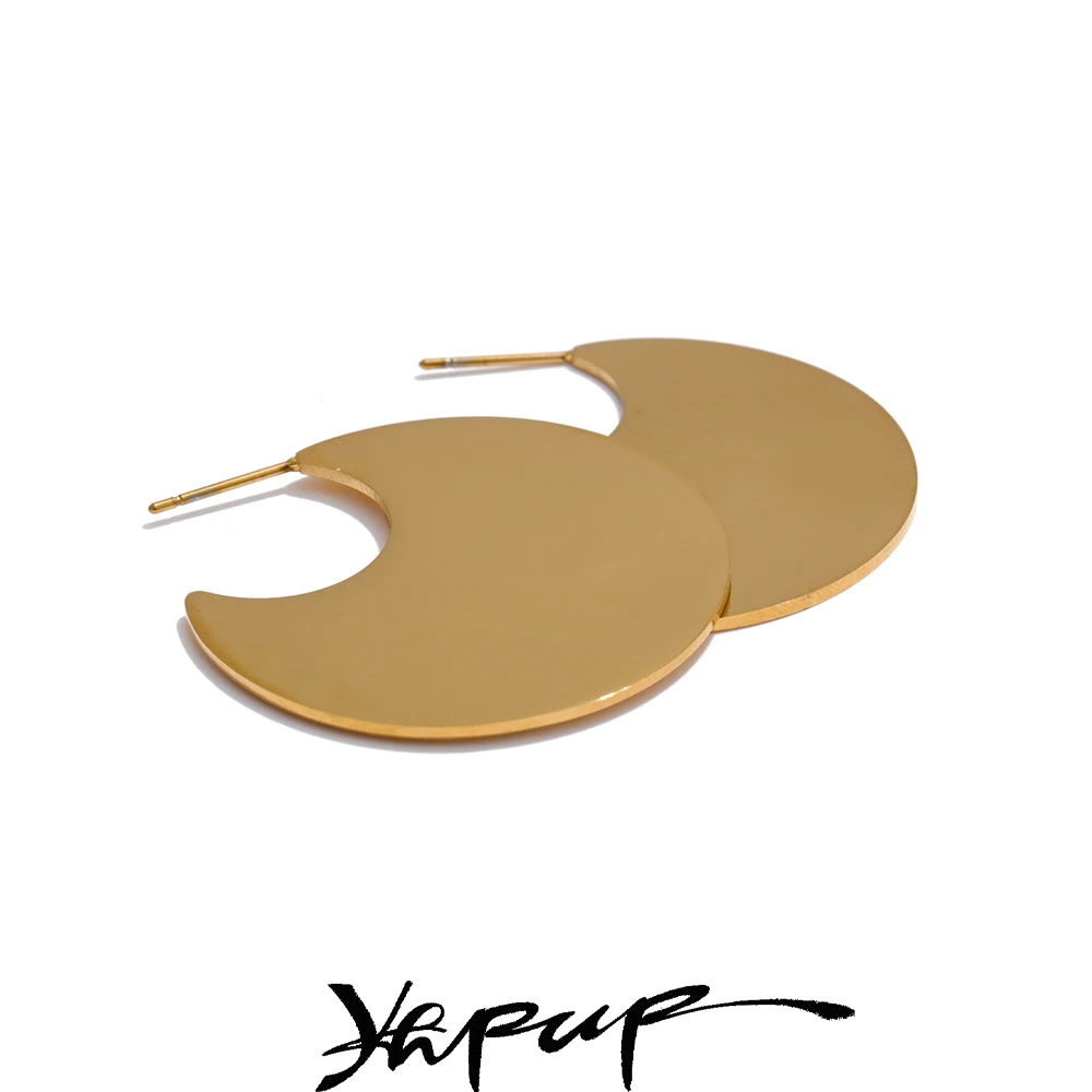 Yhpup Earrings C-Shape Stainless Steel