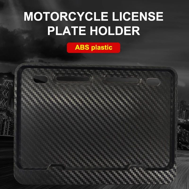 Black/Carbon Texture License Plate Frames License Plate Holders Universal Motorcycle Rustproof For Front Rear