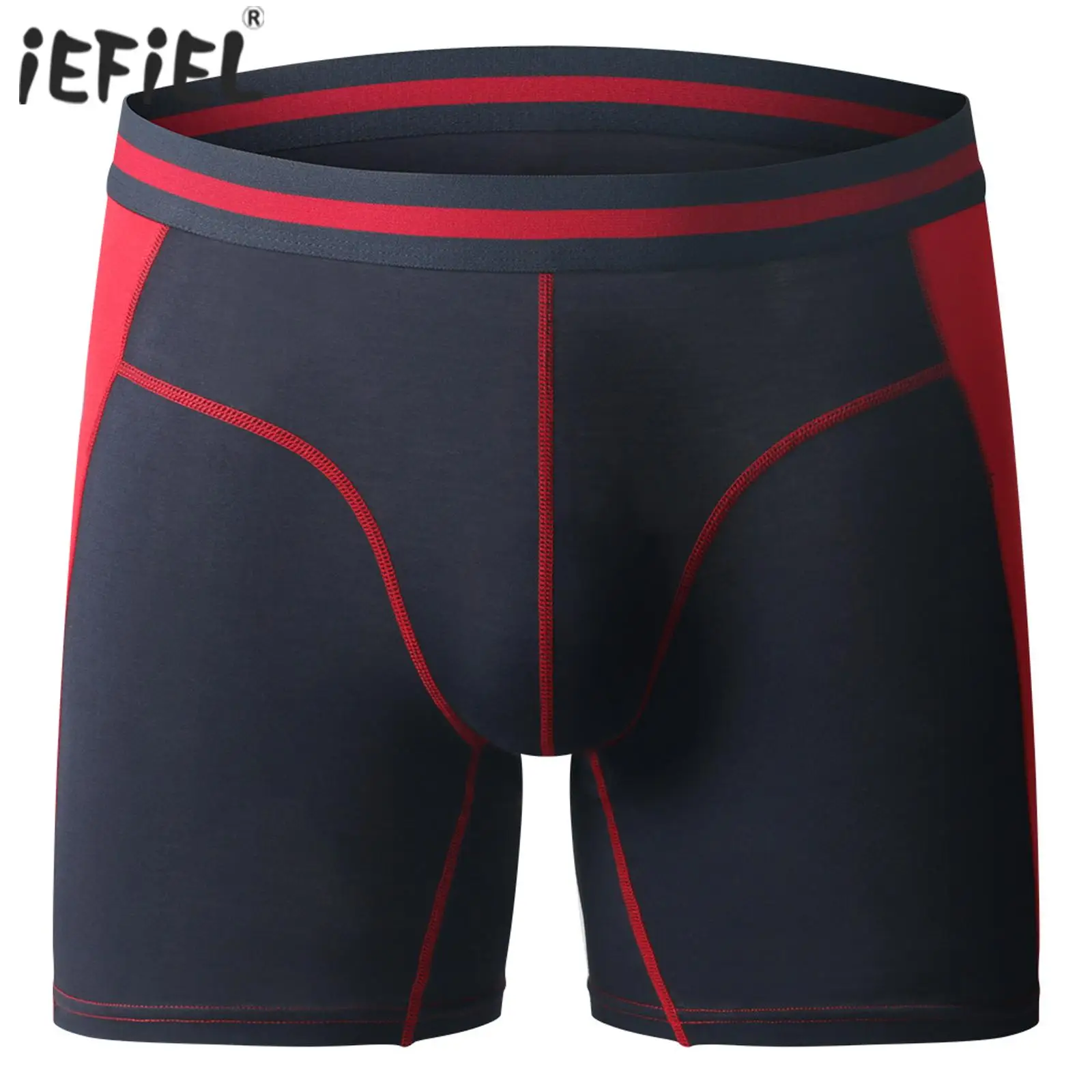Mens Elastic Waistband Bulge Pouch Underpants Underwear Color Block