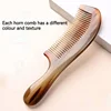 Natural Horn Massage Comb Round Fine Tooth Anti-Static Hair Straighter Curl Combs with Handle 3