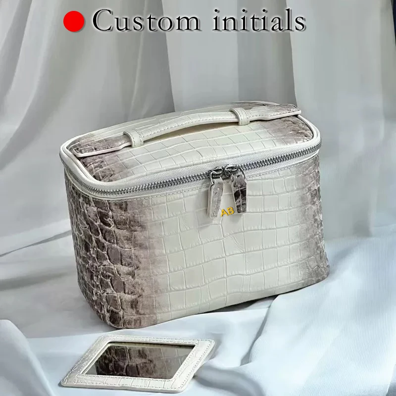 Custom Initials Leather Makeup Bags For Women Luxury Designer Handbag And Purses 2026 New In Crocodile Pattern Make Up Organizer 1