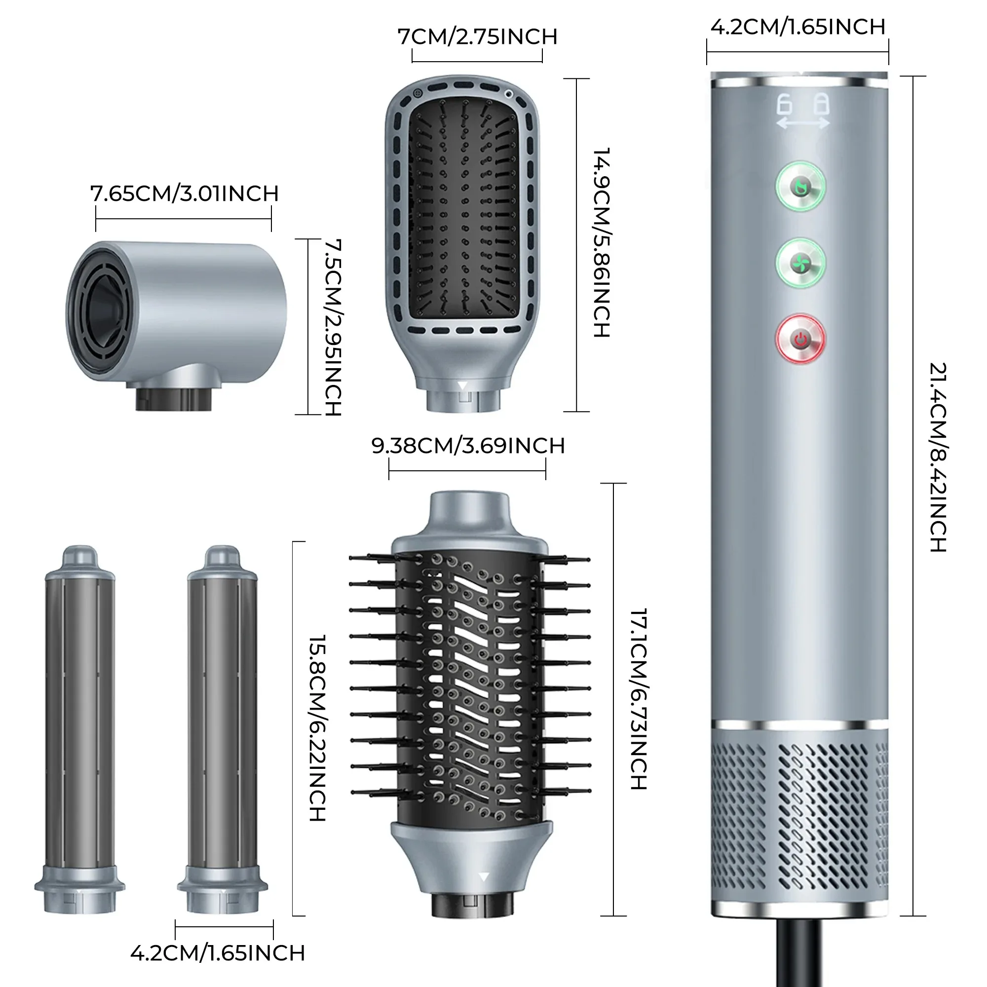 1400W Professional 5 in 1 Hair Dryer With Comb High-Speed Hot Air Brush Negative Ions Blow Dryer Brush Air Styling Curling Iron 6