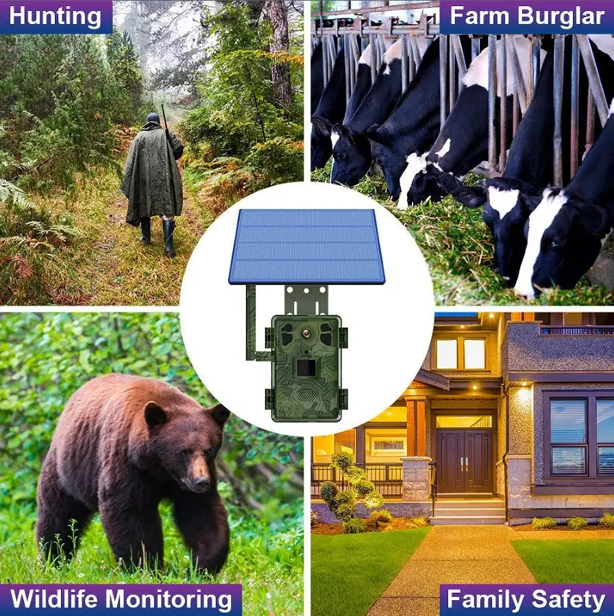 4G LTE Wildlife Solar Hunting Camera APP Wireless Infrared Night Vision Monocular PIR Detection 2.5K 14MP with Solar Panel 4
