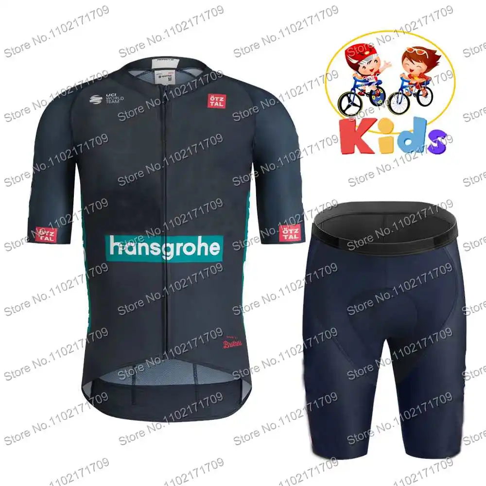 Kids Boraful Hansgrohe Team Cycling Jersey Set Short Sleeve Cycling Clothing Road Bike Shirts Bicycle Shorts Windproof Vest
