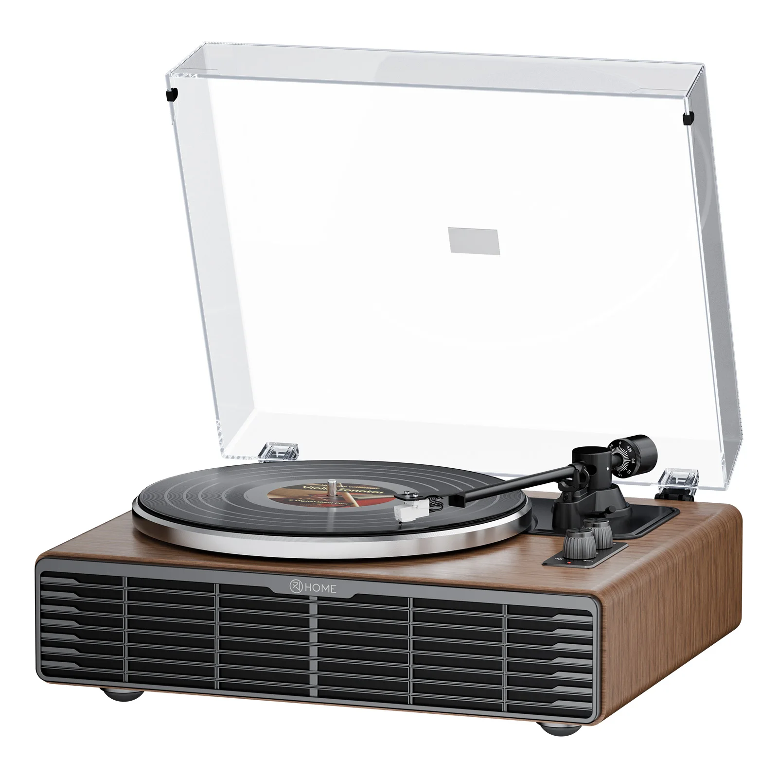 XJ-HOME XJ-H03 Bluetooth-Schallplattenspieler, Plattenspieler mit Riemenantrieb und 4 integrierten Stereo-Lautsprechern, RCA Line Out AUX-Eingang