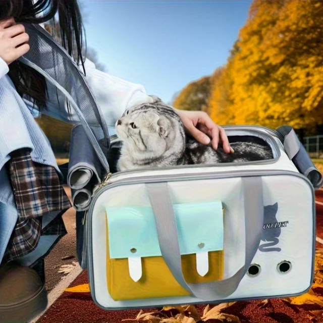 Large capacity pet backpack bag, zip closure, portable and ventilated, with opening and closing doors, suitable for cats and dog 3
