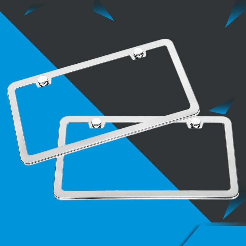 Stainless Steel Car License Plate Frame Covers Kit Decor Protect Lid Chrome Screw Caps Silver Exterior Car Accessories 2Pcs license plate bracket license plate frame license plate holder