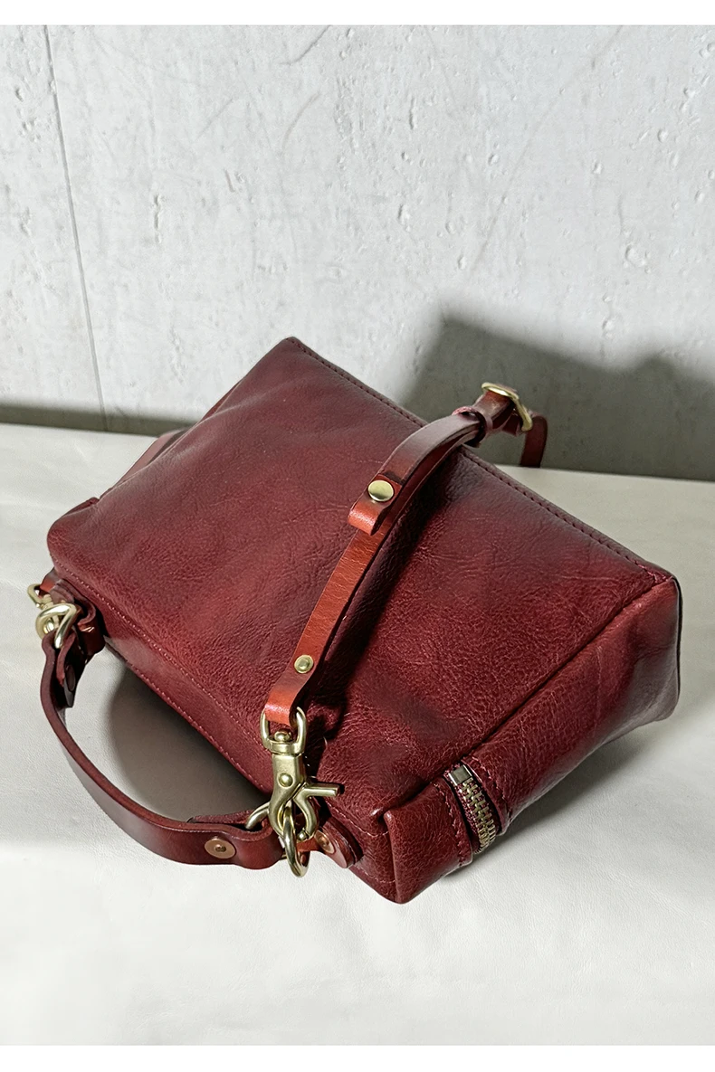 Einfache Mode aus echtem Leder für Damen, Party, kleine Handtasche, Wochenende, täglich, leicht, luxuriös, Rindsleder, Damen-Schulter-Crossbody-Tasche – Detail 5