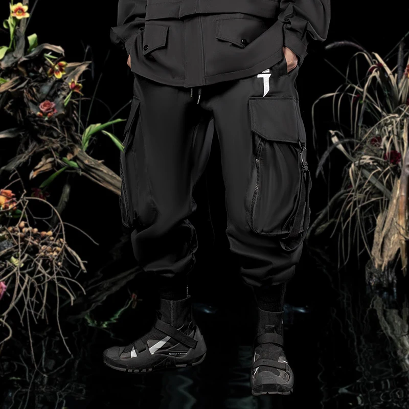 11 BYBB'S DARK Techwear Cargo Pants Men Hip Hop Big Pockets Joggers Trousers Elastic Waist Ribbon Harajuku Streetwear Pant Male 5