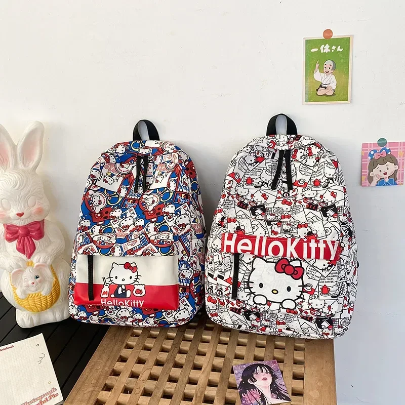 

Sanrio Hello Kitty Backpack Graffiti Style Cute Backpack With Large Capacity Student Campus Versatile Schoolbag Birthday Gift