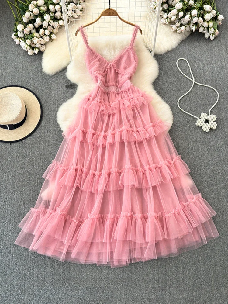 strapless open back dress French Print V Neck Split Suspender Dress