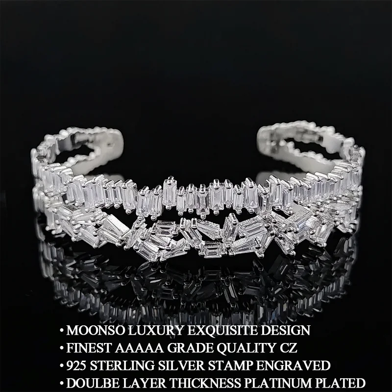 Moonso Luxury silver color bride African Dubai Jewelry Set Silver Jewelry Silver Jewelry Set Bracelet Band Ring for Women Wedding Christmas Party Gift J6731