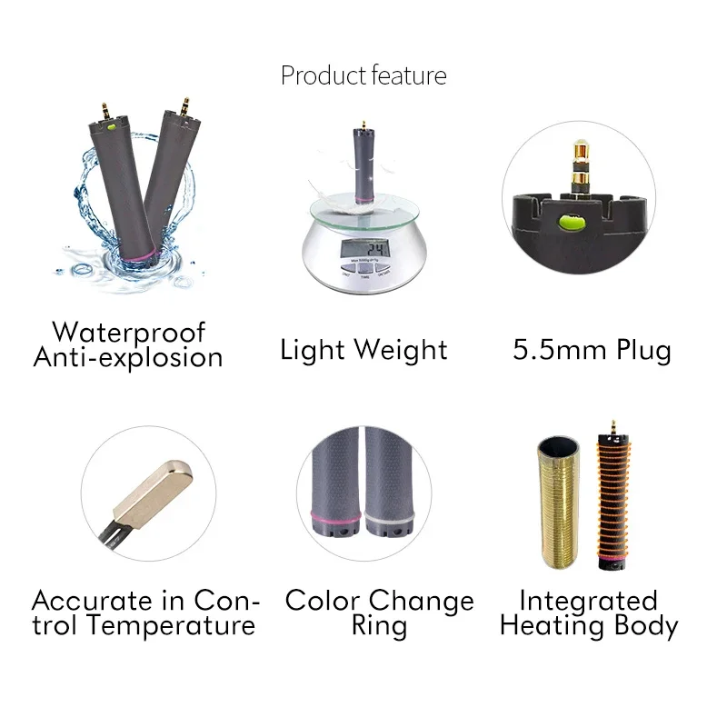 10pcs/set 24V Digital Perm Rods Hair Rollers Electric Heated Curlers Irons Bars with Rubberbands Waterproof Curly Products 1848
