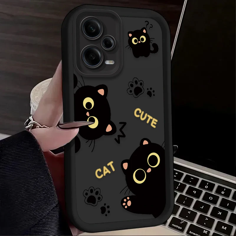 Adorable Cartoon Black Cat Phone Case
