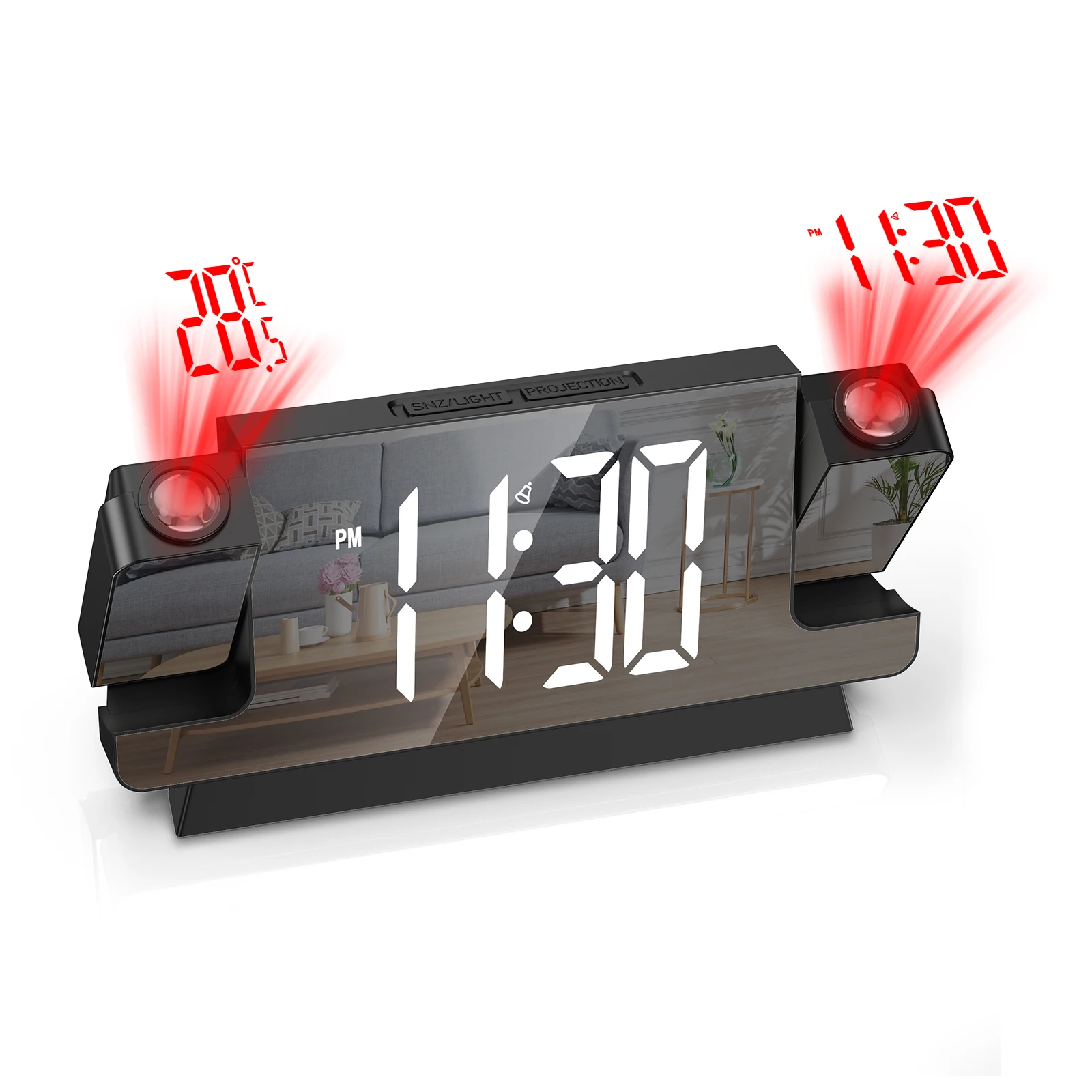 Advanced LED Projection Alarm Clock with USB Power
