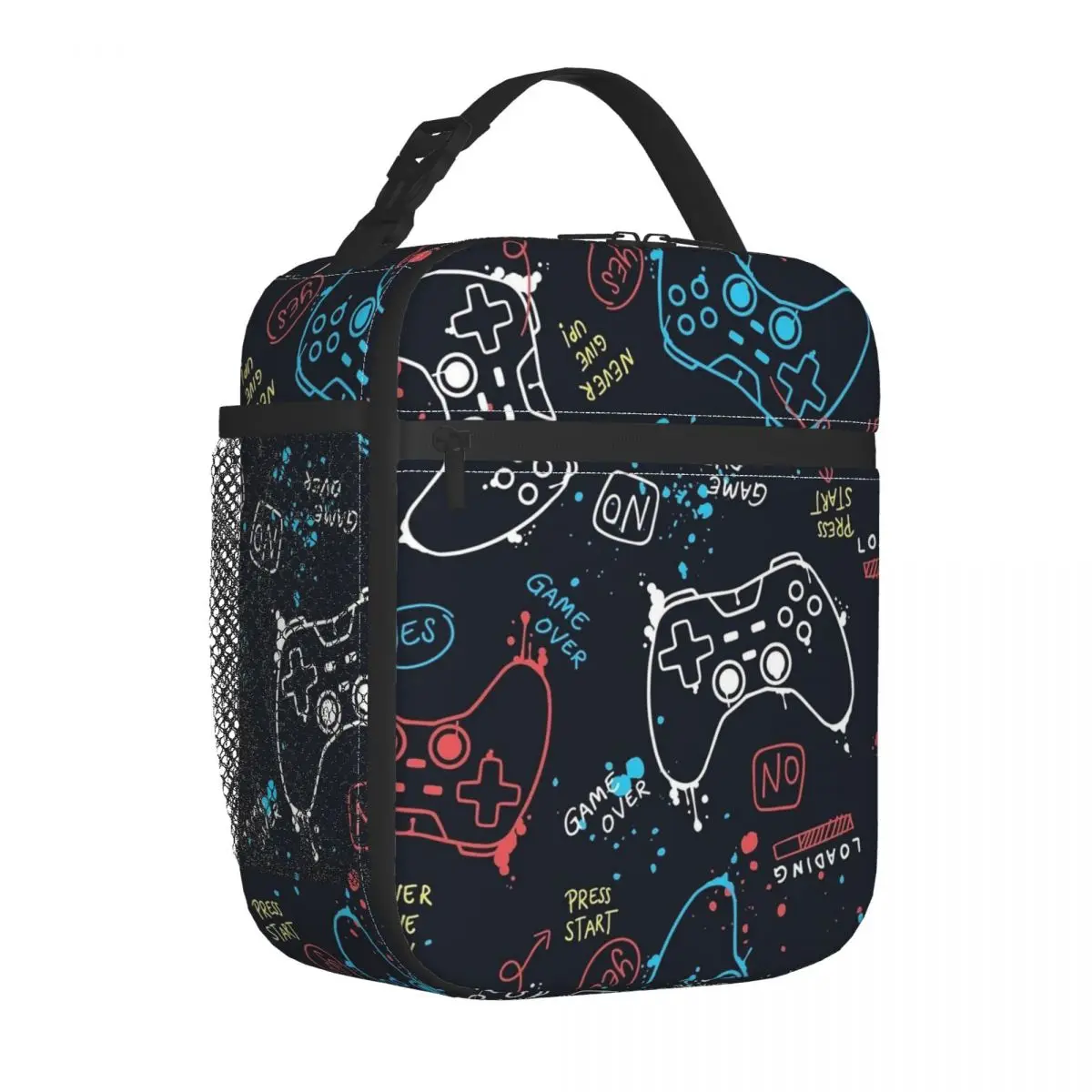 Video Game Controller Pattern Merch Insulated Lunch Bag For Outdoor Food Storage Bag Portable Cooler Thermal Lunch Boxes