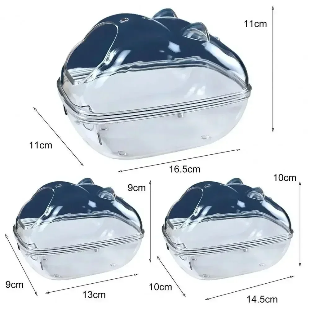 Crystal-Clear Mini Hamster Spa: Compact Sand Bath Box for Small Pets, Ideal Hamster Bathing Accessory!