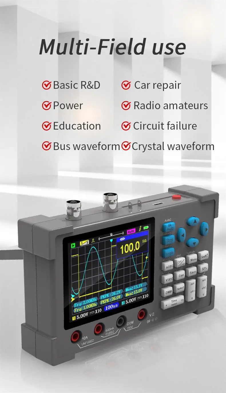 Protable DSO3D12 3.2 Inch Desktop Digital Oscilloscope 120M Bandwidth Dual Chann