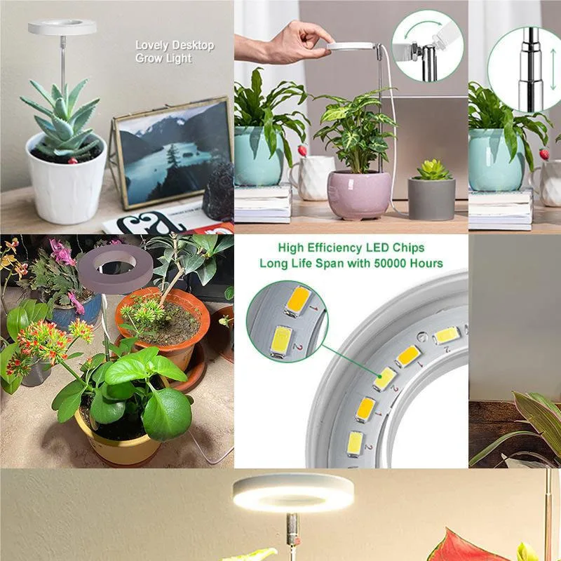 LED Hydroponics Lamp LED Grow Light Full Spectrum Plant Lamp Adjustable Dimmable Growing Lamp with Timer for Indoor Plants Light
