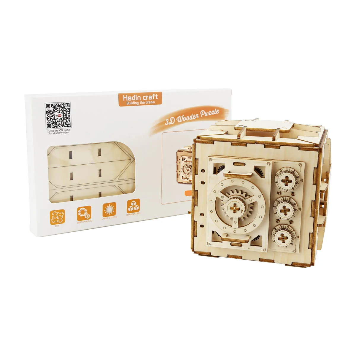 Safe Box Treasure 3D Wooden Model Locker Kit DIY Coin Bank Mechanical Puzzle Brain Teaser Projects For Adults and Teens 6