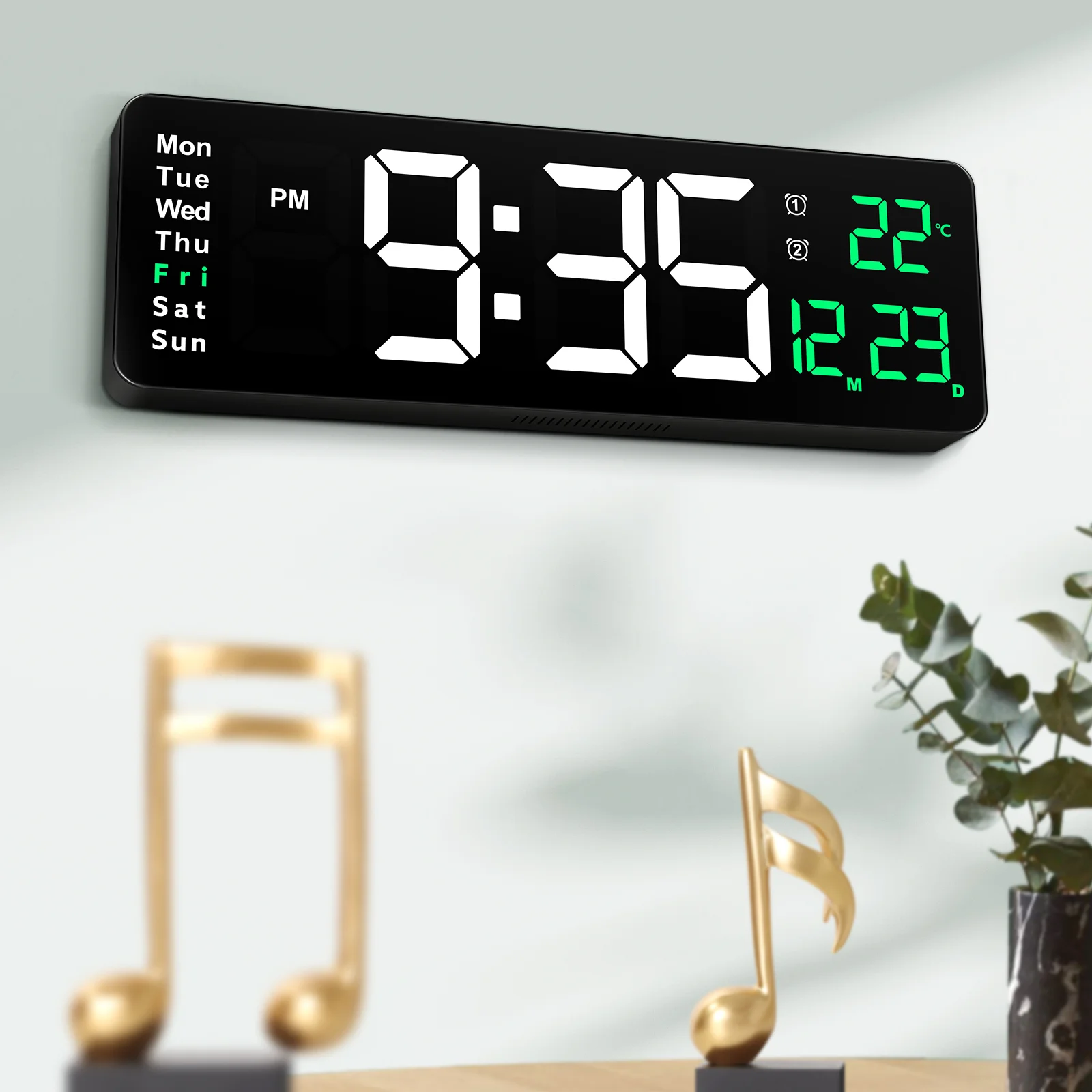Outdoor Digital Clock Modern Wall Temperature Clocks Calendar Mount