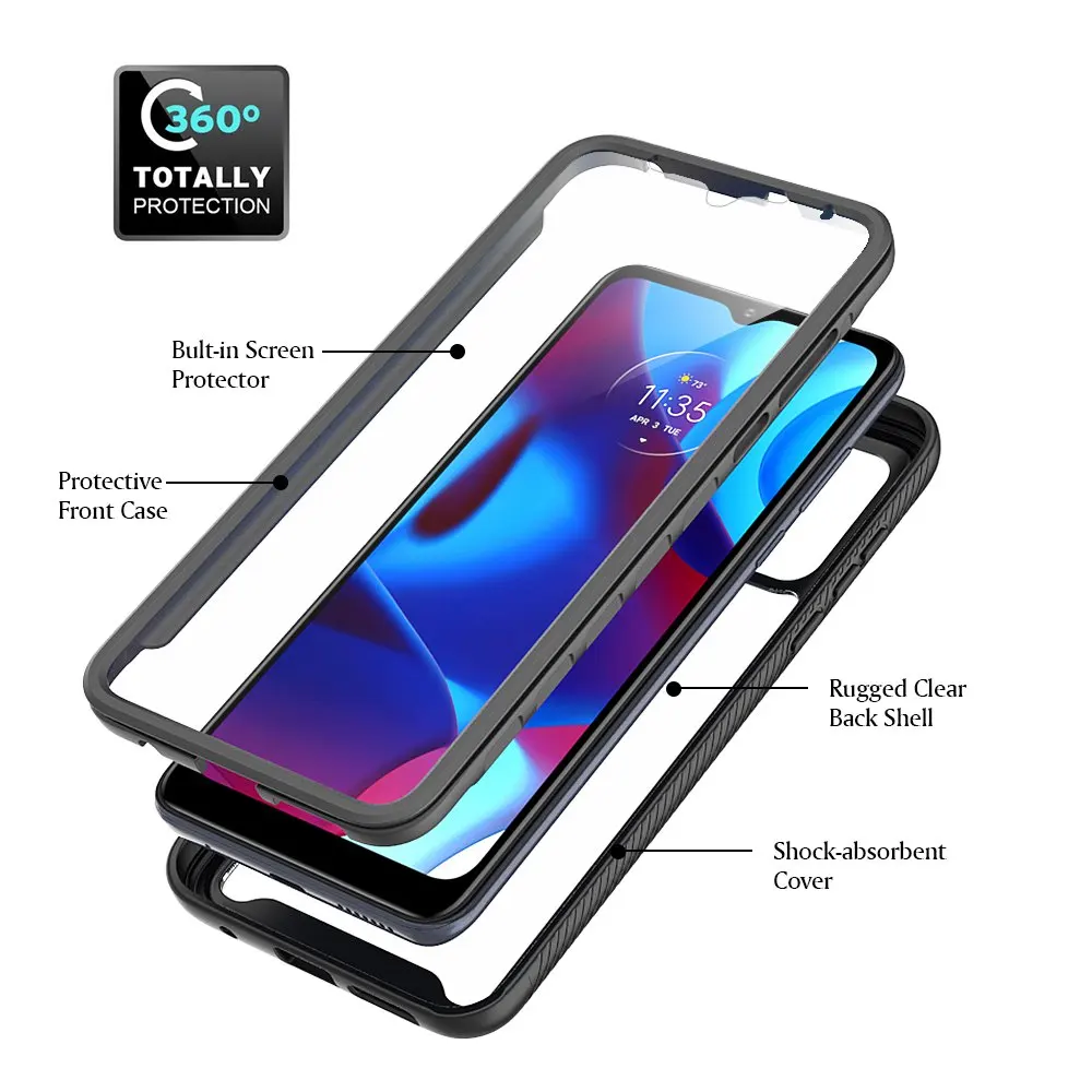 Phone Case Moto G Pure Shockproof Clear PC Built-in Screen Protector TPU Bumper Rugged Defender Cover