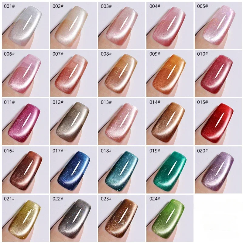 24 개/대 15ML 다채로운 오로라 깨진 다이아몬드 고양이 눈 매니큐어 젤 마그네틱 UV 젤 광택 갤럭시 사이클론 젤 폴란드어