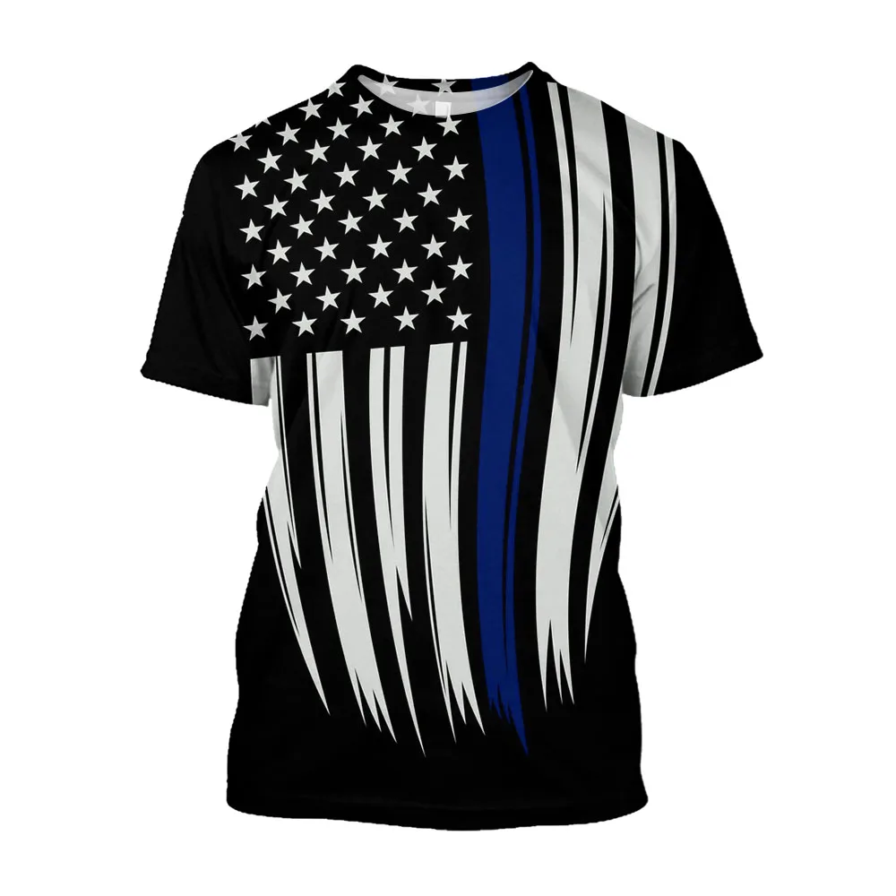 

Men's retro T-shirt with American flag, round neck short sleeved shirt, retro pattern print, casual and fashionable