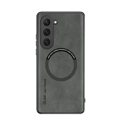 Luxury Magnetic Leather Case - Shockproof & Wireless Charging Compatible for Samsung S23 (Grey)