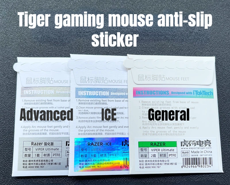 1/Pack Tiger Gaming Enhanced Ice Edition Mouse Skates Piedi Per Razer Viper/Viper Ultimate/Viper Mini V2 Pro White Glides