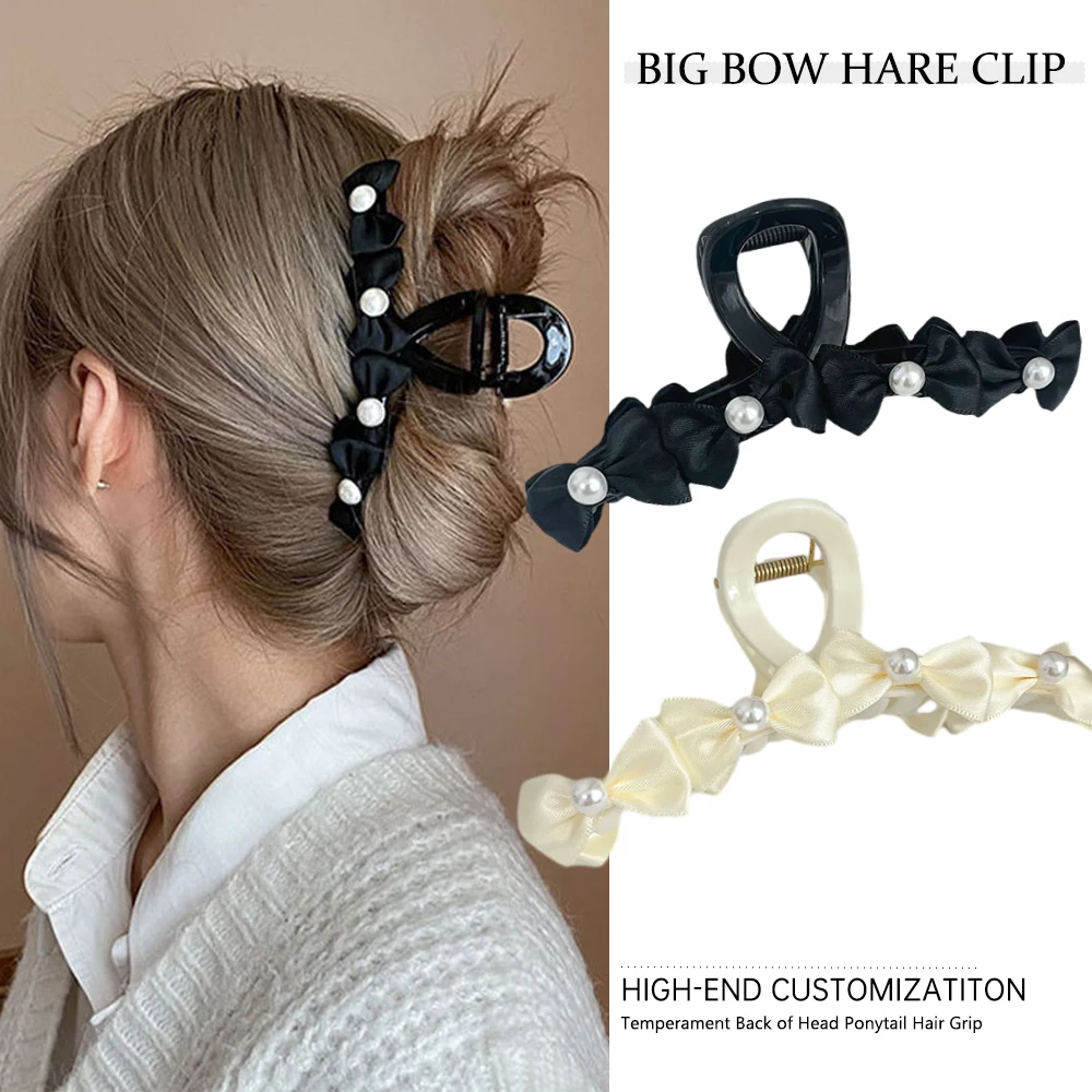  4pcs hair clip pearl hair accessories hair gems for women  pearl headpiece pearl claw clips hair accessory for women square claw clips  claw clips for hair girl hair claw abs