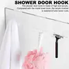 Acrylic Bathroom Shower Door Hook Over Glass Door Shower Towel Rack Punch-Free Bathroom Bathrobe Hanger Transparent Towel Hooks 4
