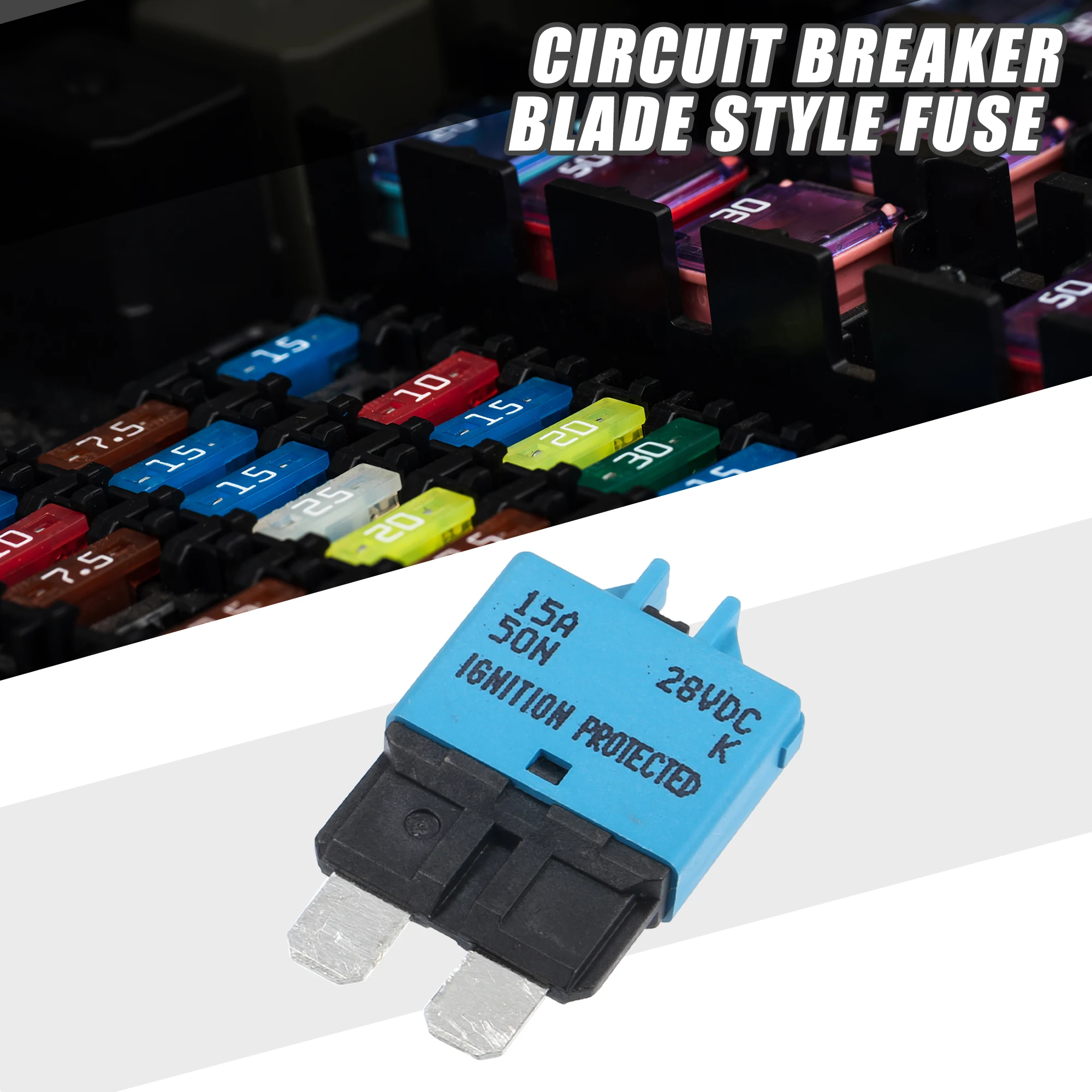 X Autohaux Circuit Breaker Blade Style Fuse Resettable for Car Truck Automotive Boat 15A 20A 30A DC 28V Car Accessories Parts