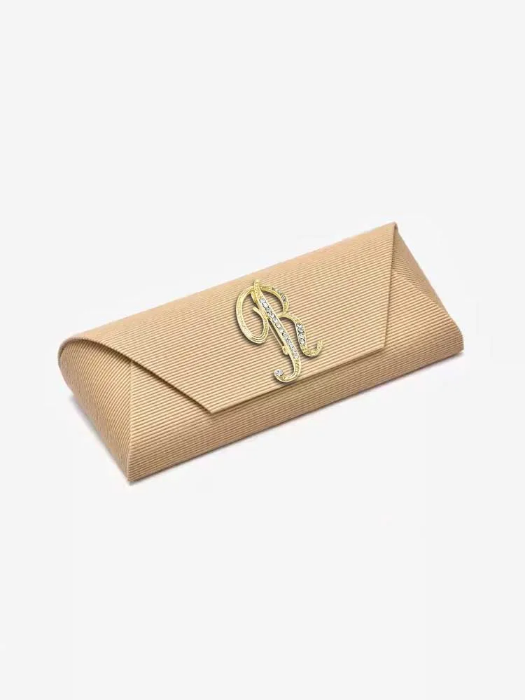 

Customized Sleek Eyewear Bag Automatic Closing High-Grade PU and Portable Personalized Customer NameAlphabet Design: Metal & Gem