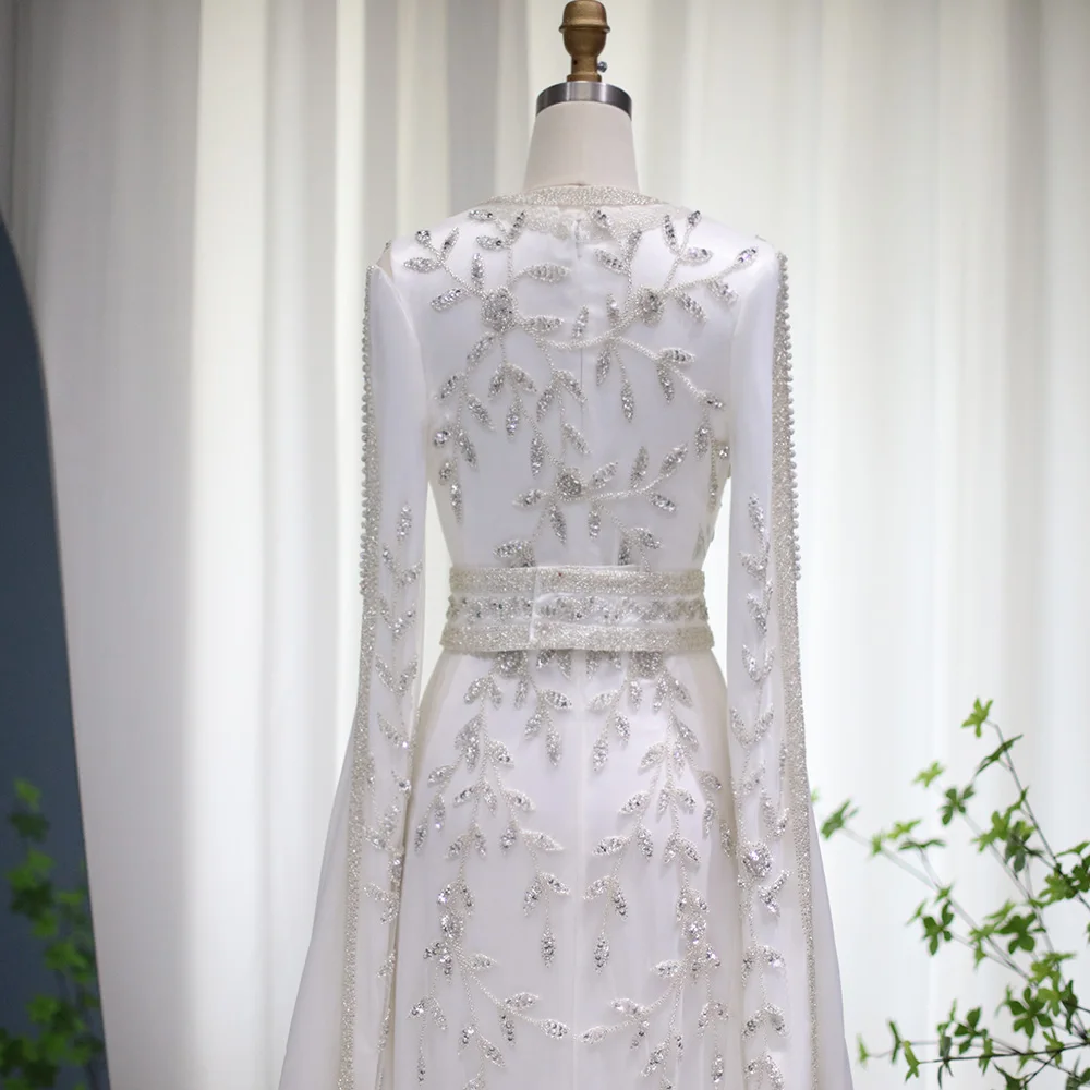 Sbc2058b9cb574500be42aeb37d1842e8i Luxury Dubai Moroccan Kaftan Ivory Evening Dresses for Women Wedding Long Sleeve Muslim Arabic Formal Dress Mallzona