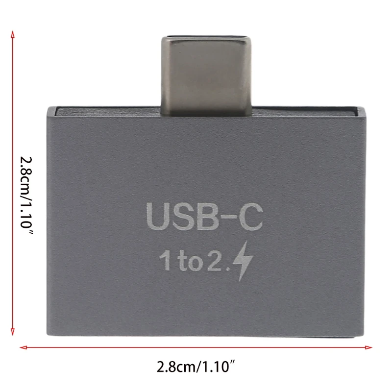 Compact Size USB C Male to USB C Female Splitter for Type Data Cable Metal for Shell Splitter Convte