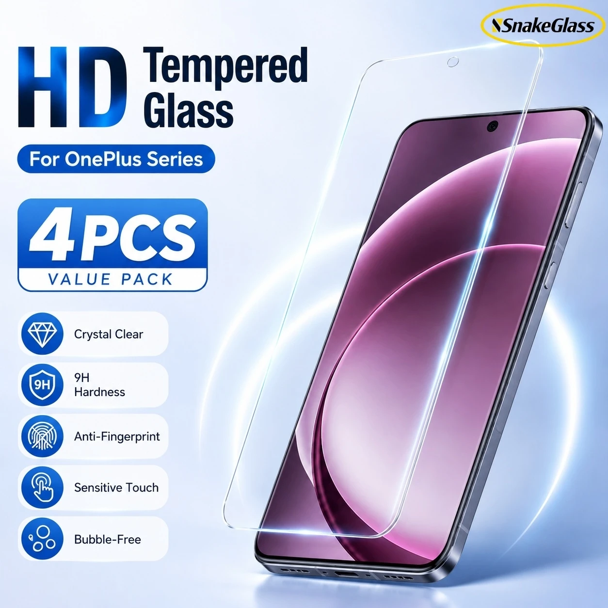 Premium Ultra-Clear HD Tempered Glass Screen Protector Set - 4 Pack, Anti-Scratch Surface