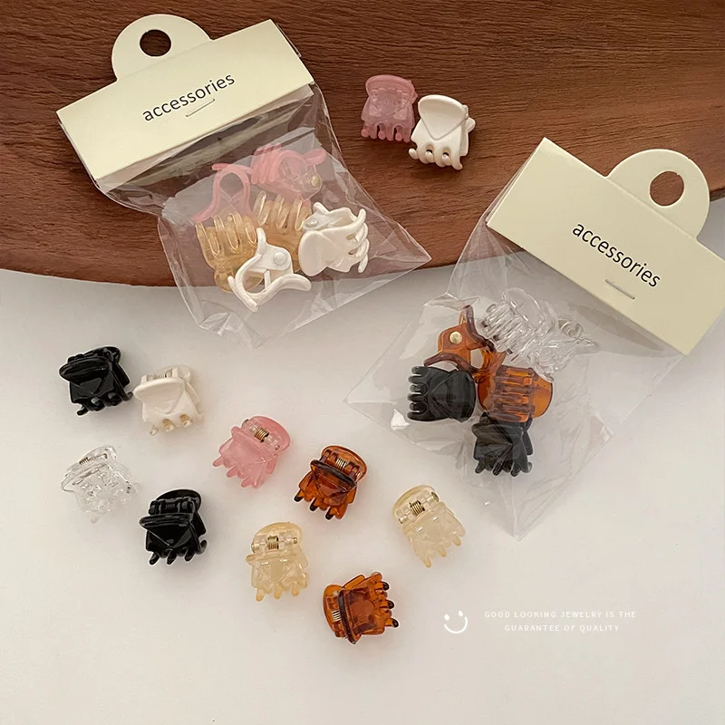 

Cute mini plastic hair claw clips transparent small crabs for hair girls bang hairpin fringe hair clips 6 pcs\set