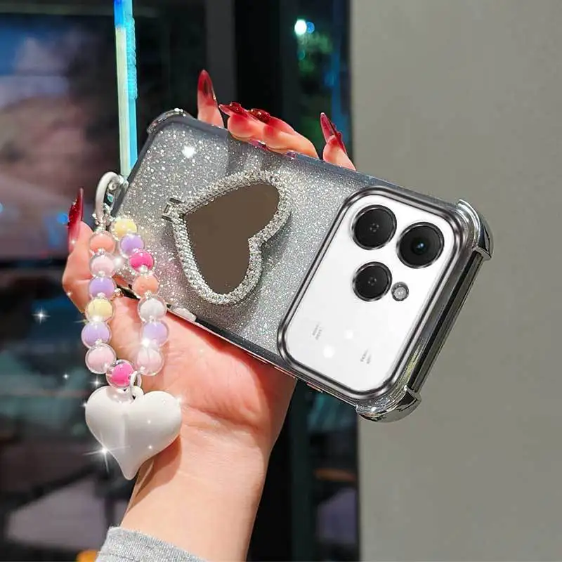 3-Piece Set: Phone Case with Lanyard and Heart-Shaped Stand – Stylish and Functional Phone Protection