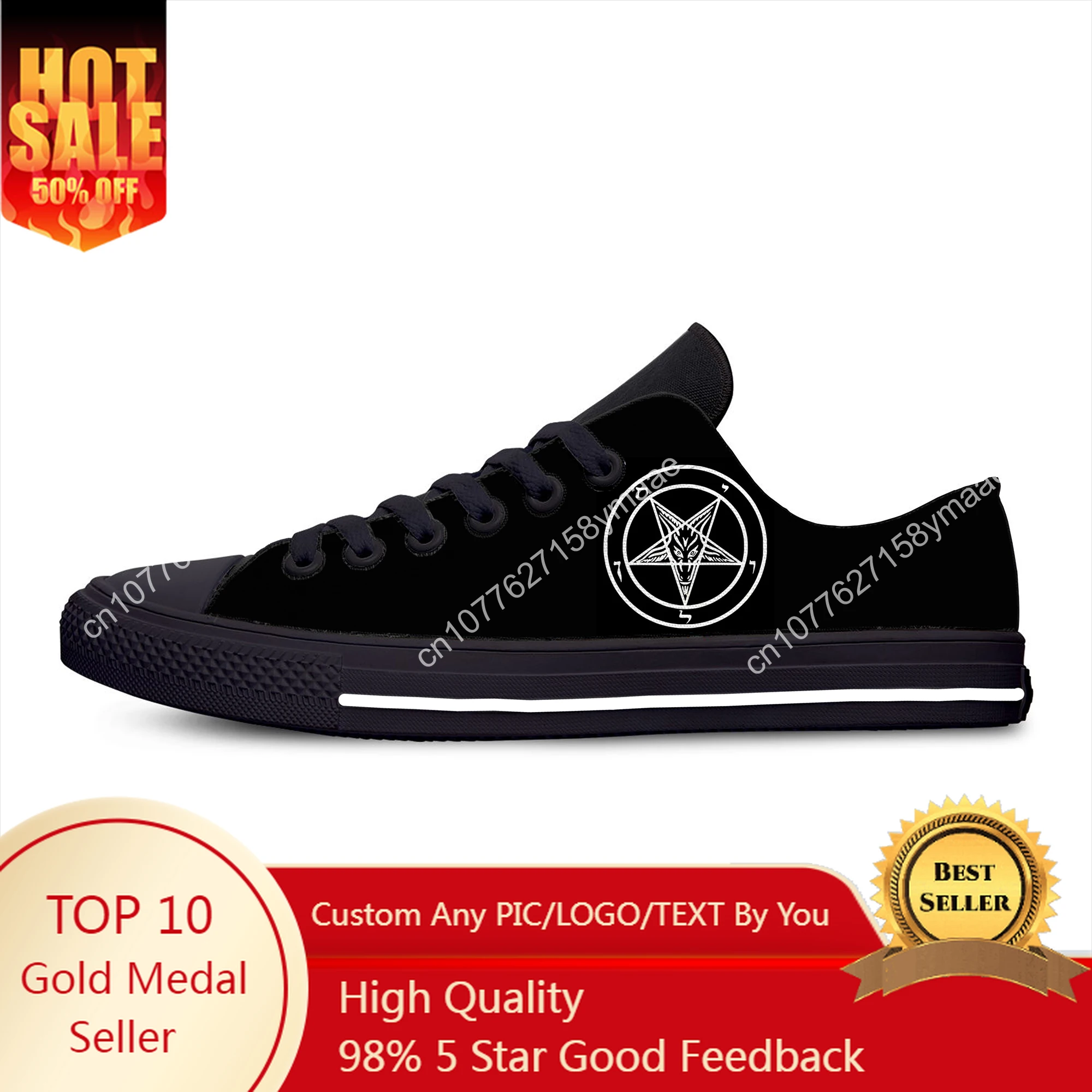 

Pentagram Gothic Occult Satan Horror Fashion Cool Casual Cloth Shoes Low Top Lightweight Breathable 3D Print Men women Sneakers