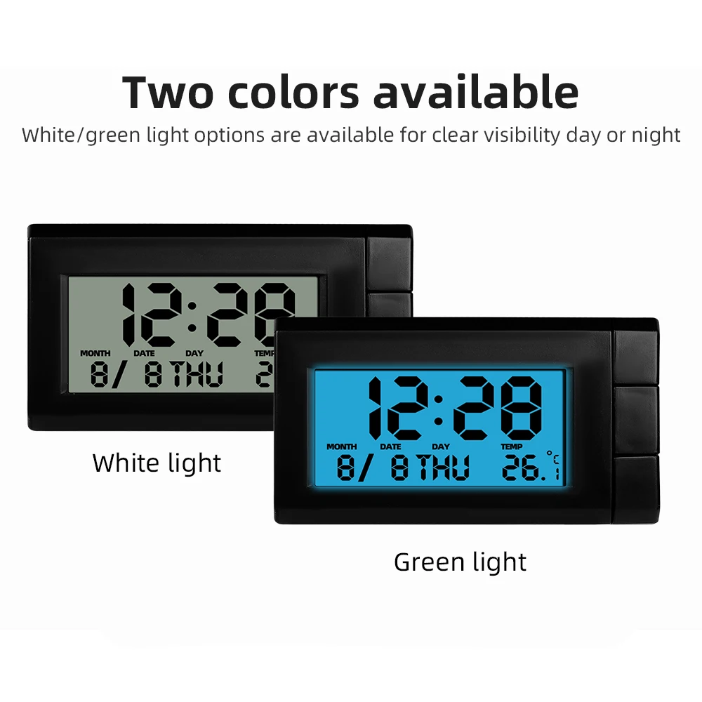 Car Digital Clock Thermometer Mini Auto Watch Automotive Month Date Backlight Decoration Ornament
