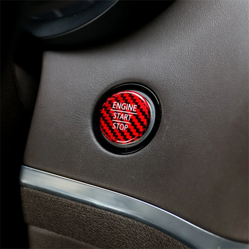Red Real Carbon Fiber Engine Start Button Cover Sticker