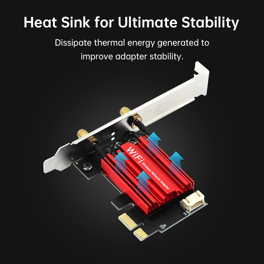 RTL8822CE BT5.1 1200Mbps AC1200 PCIE WiFi 어댑터 듀얼 밴드 2.4G/5GHz 무선 네트워크 카드 데스크탑 PC용 (윈도우10/11 호환)