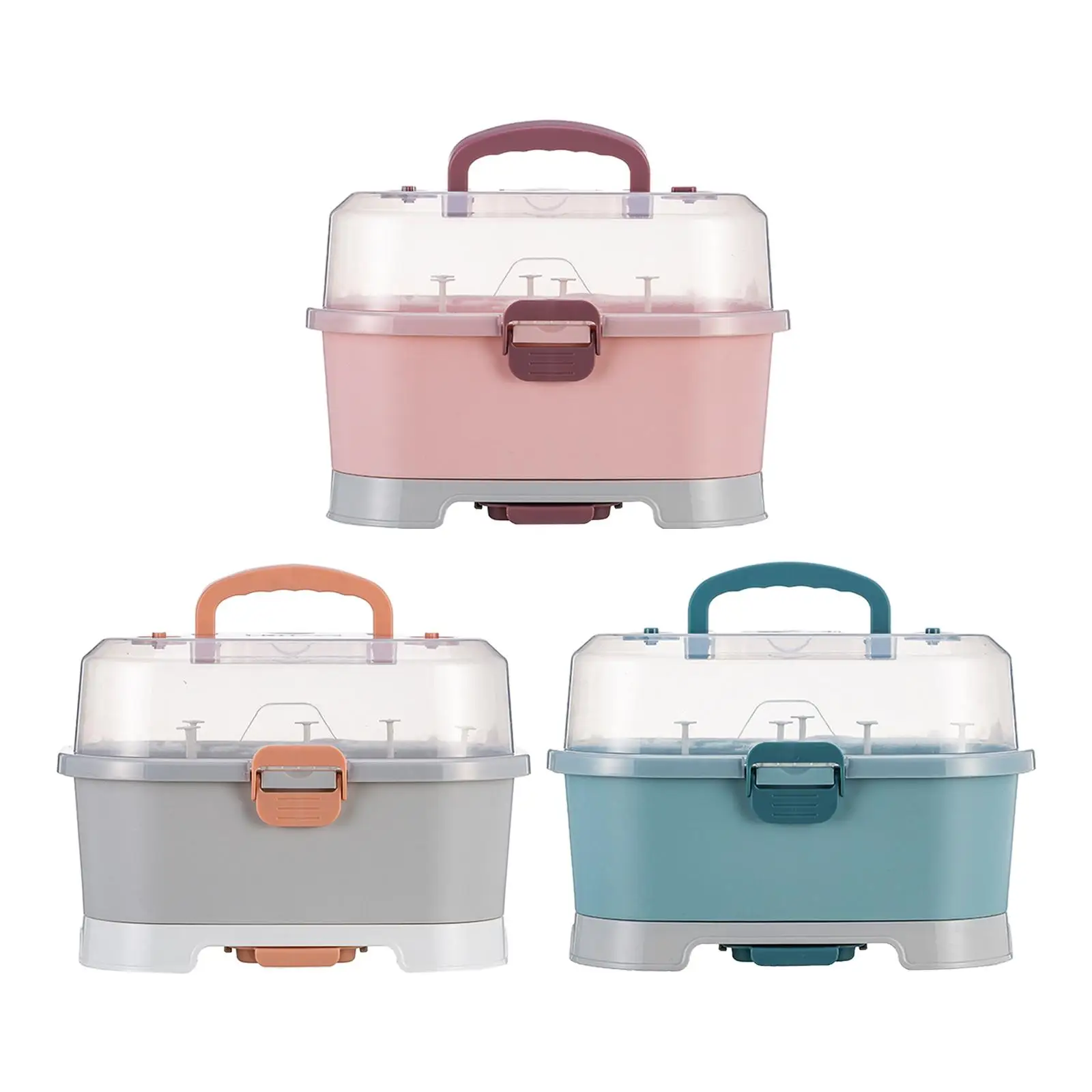 Nursing Bottle Drying Rack Storage Case Baby Bottle Storage Organizer with Lid Cover, , Cabinet Organizer, Drainer Tray